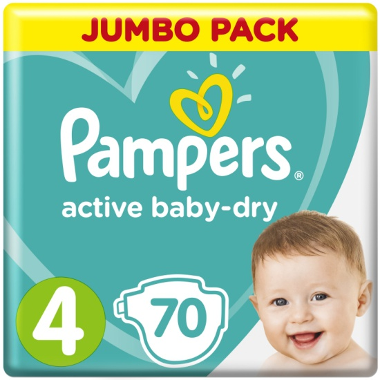 Подгузники Pampers Active Baby-Dry Maxi 4 (9-14 кг, 70 штук)
