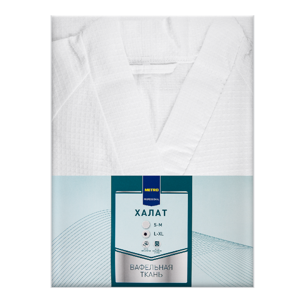 METRO PROFESSIONAL Халат вафельный однотонный белый размер L-XL