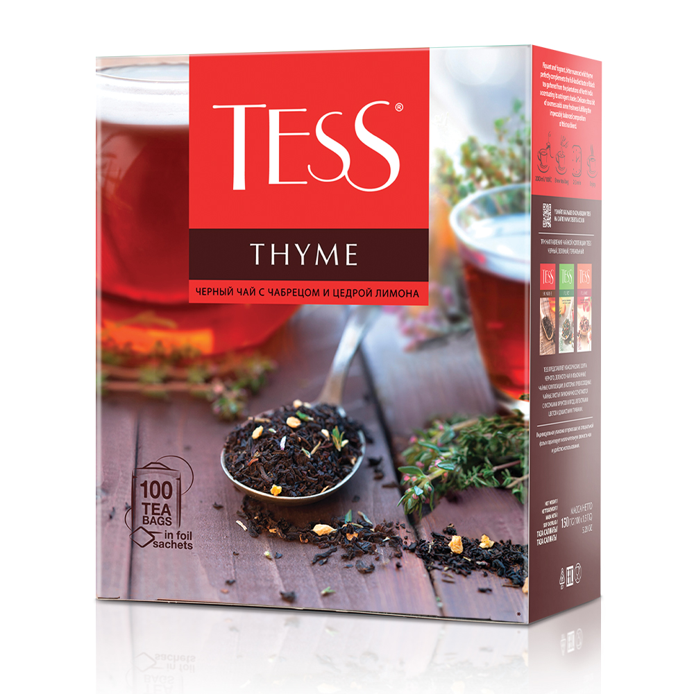 Чай Tess Thyme черный с чабрецом и цедрой лимона 1,5г*100п