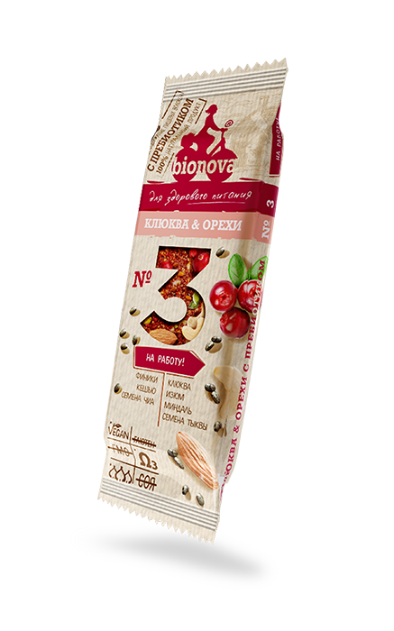 Батончик Bionova клюква-орехи 35г