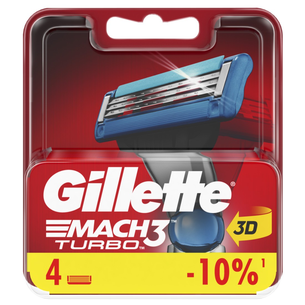 Кассеты сменные Gillette Mach3 Turbo для бритвенного станка 4шт