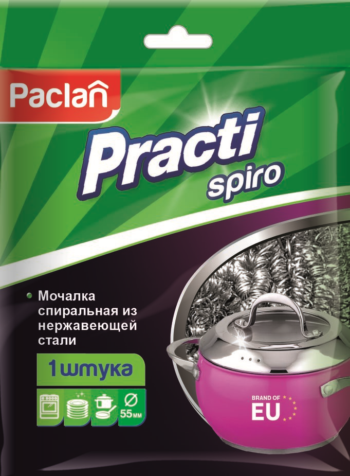 Мочалка для посуды Paclan металлическая SPIRO