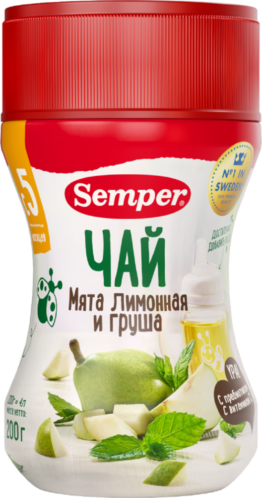 Чай Semper детский мята лимонная и груша, 200г
