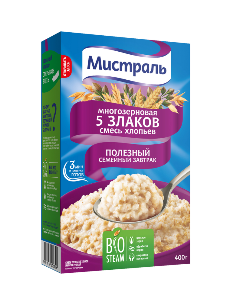 Смесь хлопьев Мистраль 5 злаков, 400г