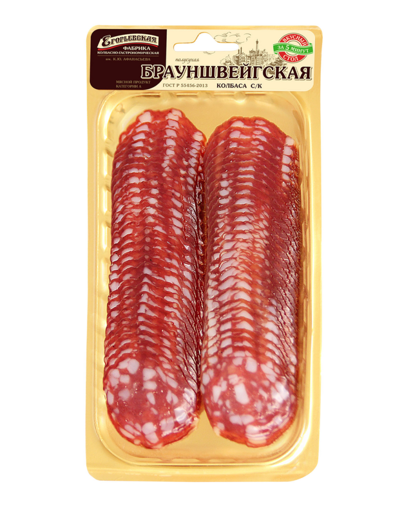 Колбаса Егорьевская фабрика Брауншвейгская сырокопченая, 100г