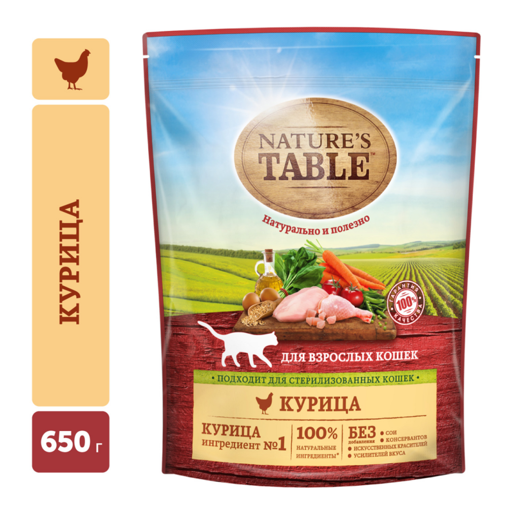 Корм сухой Nature's Table Курица для кошек 650 г