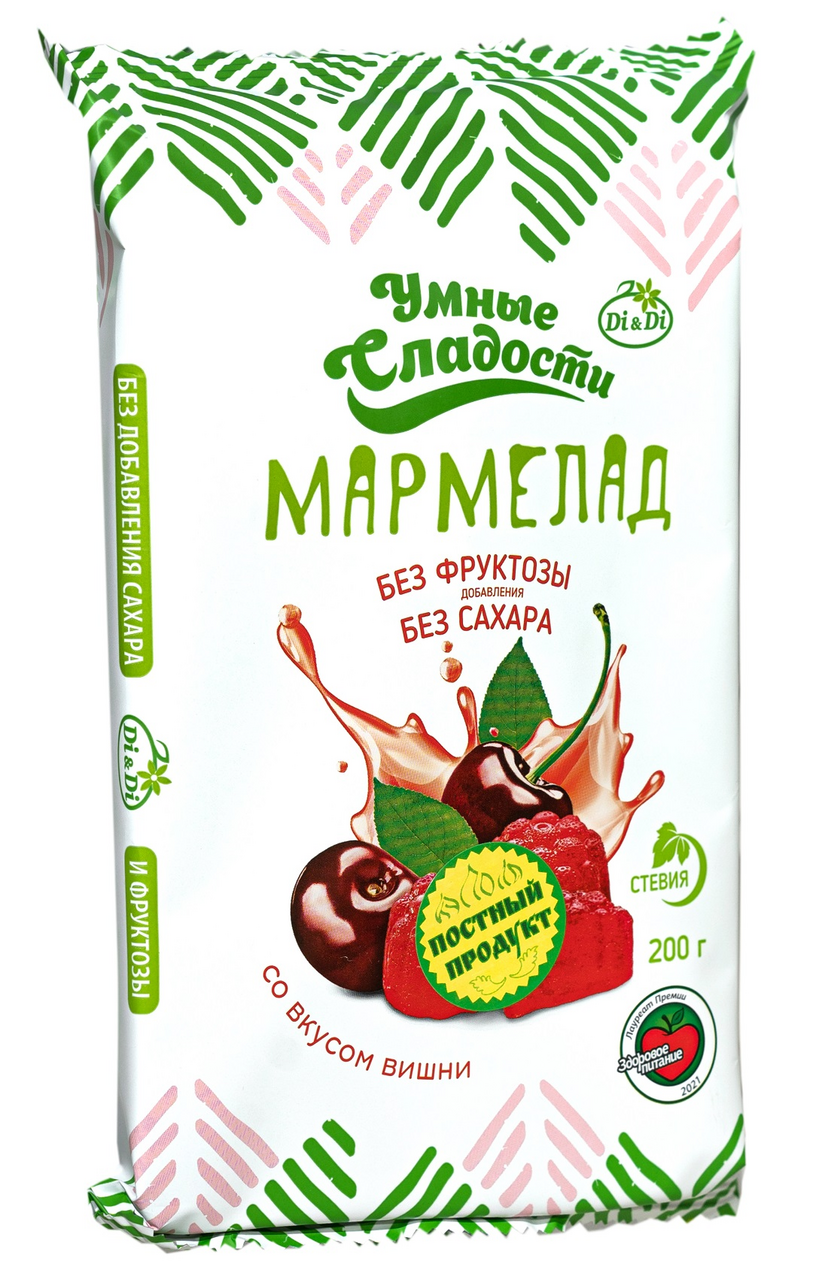Мармелад Умные сладости вишня без фруктозы без сахара, 200г