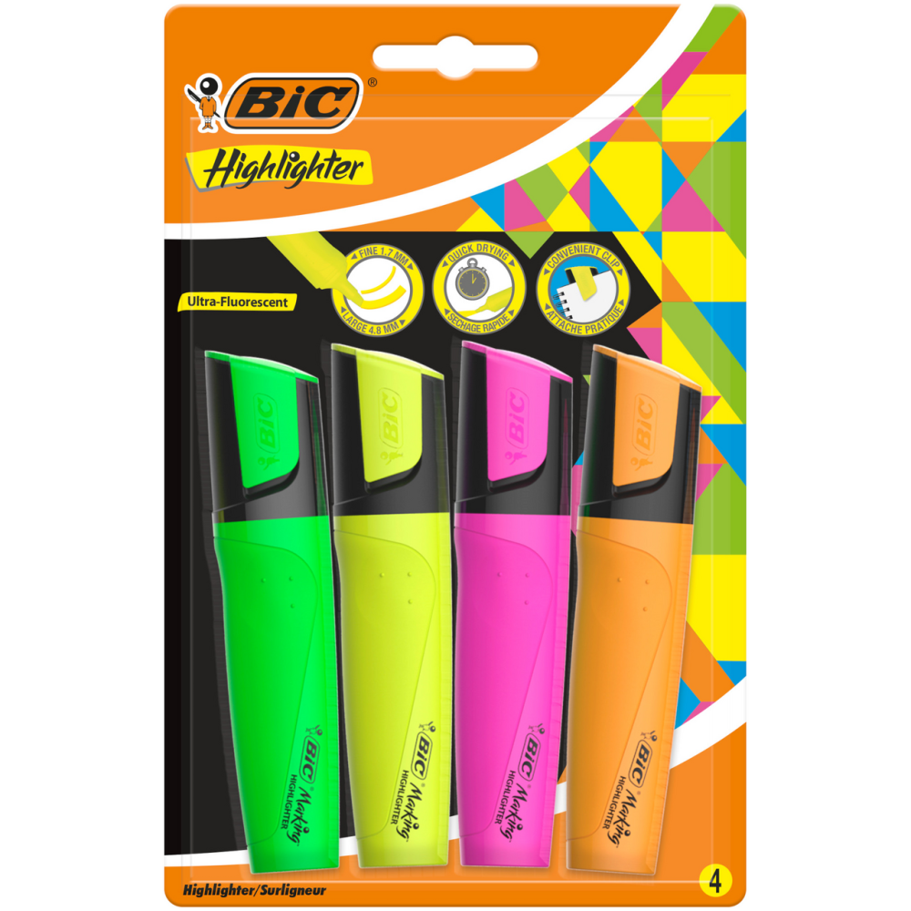 Текстовыделители BIC неоновые в ассортименте, 4шт