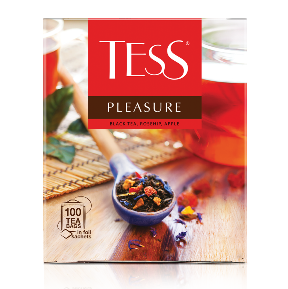 Чай Tess Pleasure черный с шиповником и яблоком 100*1,5г