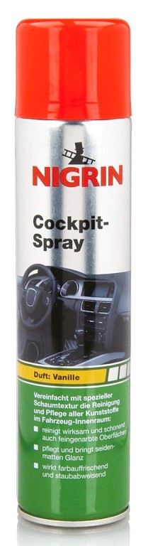 Очиститель Nigrin Cockpit-spray для пластика с ароматом ванили