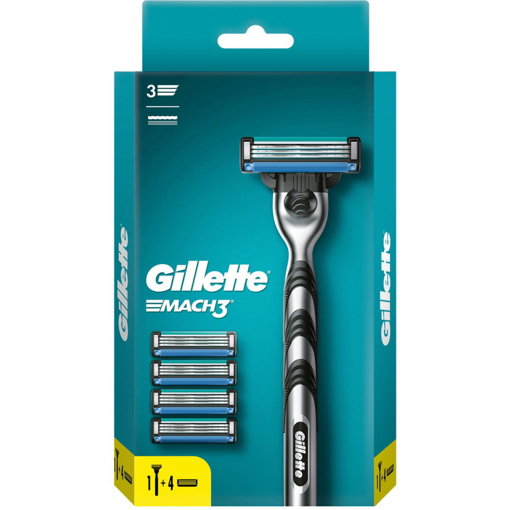 Бритва Gillette Mach3 мужская + 4 сменные кассеты