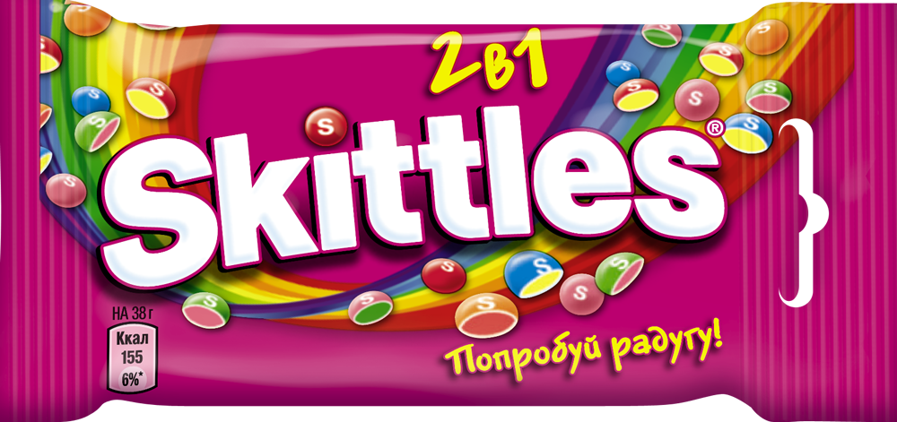 Жевательные конфеты Skittles 2 в 1, 38г