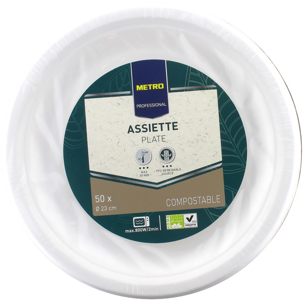 Одноразовые тарелки Metro Professional бумажные 23 см х 50 шт