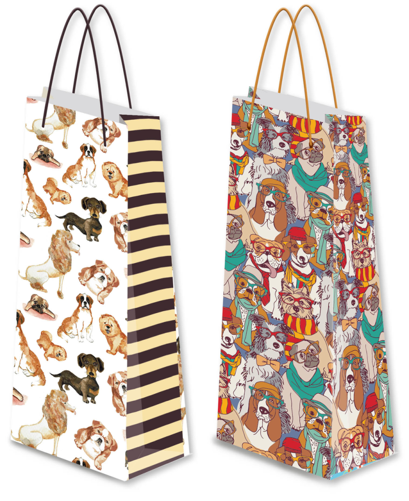 Пакет Academy Style НГ ZUFP-UGS-1236-GLOS под бутылку бумажный 120 х 360 х 95 мм в ассортименте