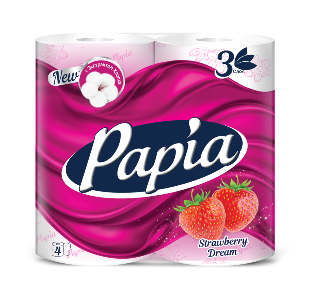 Туалетная бумага Papia Strawberry Dream 4 шт