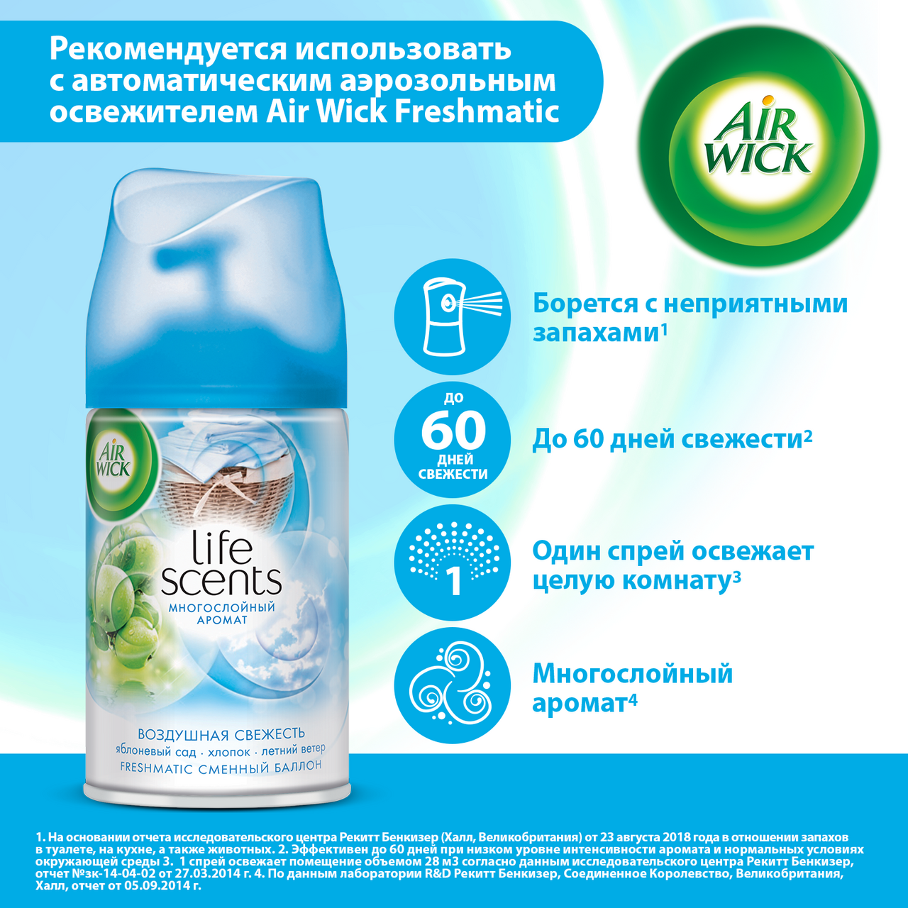 Освежитель воздуха AirWick Freshmatic Воздушная свежесть сменный баллон 250 мл