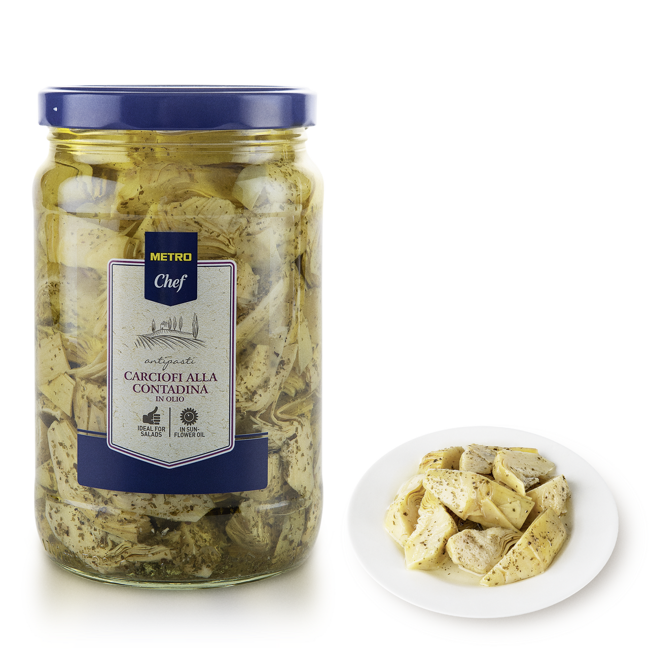 Артишоки Metro Chef четвертинки в масле, 1600г