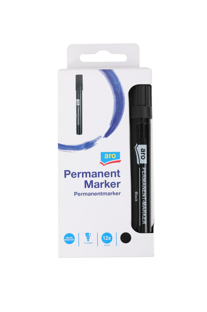 aro Маркер перманентный 1-3мм, 12шт