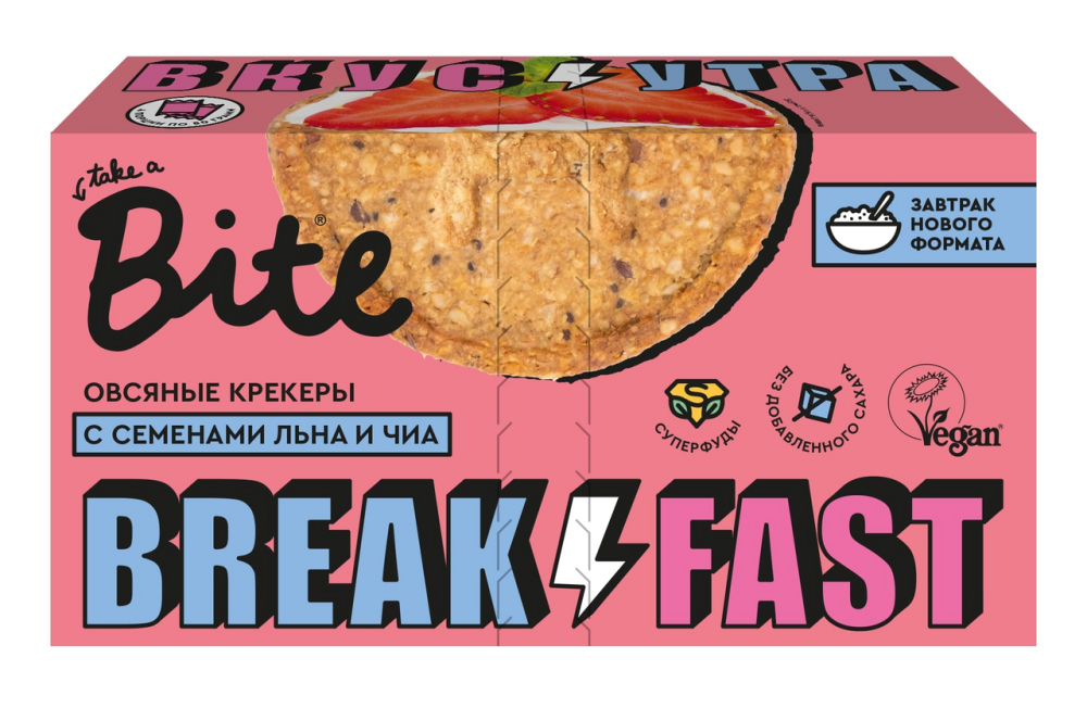 Крекеры овсяные Take a Bite с семенами подсолнечника льна и чиа 0,2кг