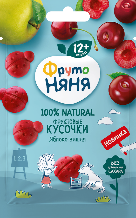 Кусочки ФрутоНяня фруктовые яблоко-вишня, 15г
