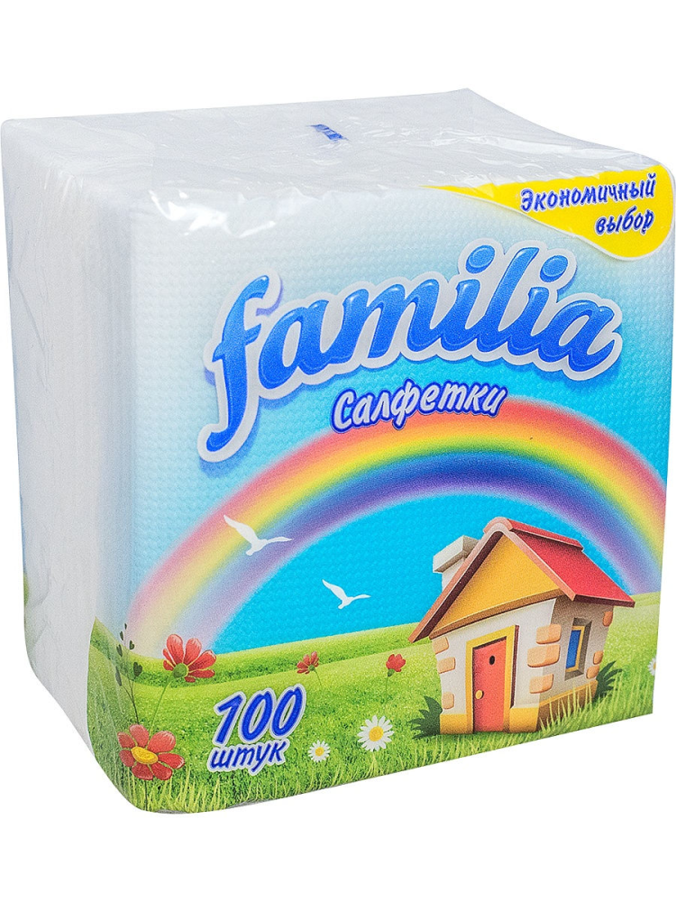 Салфетки бумажные Familia Радуга 1 слой, 100шт