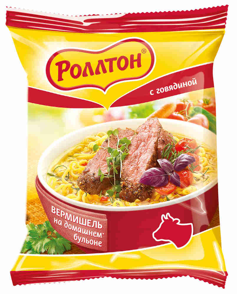 Вермишель Роллтон на домашнем бульоне с говядиной 60г