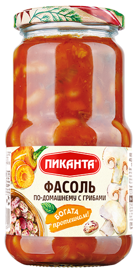 Фасоль Пиканта По-домашнему с грибами, 470г