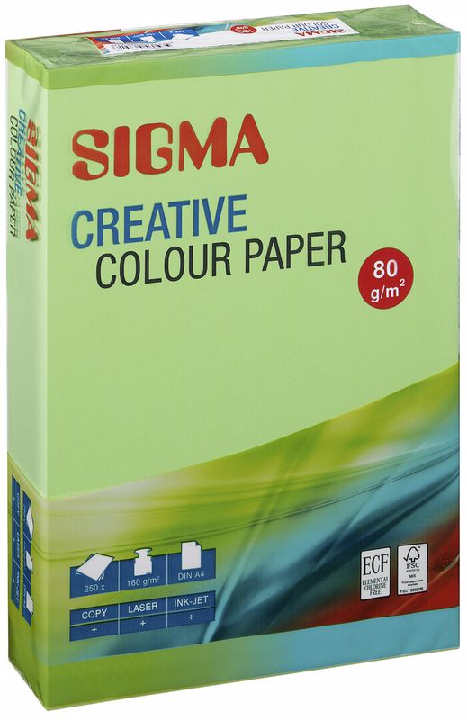 SIGMA Бумага цветная А4 салатовый неон 50 листов, 75г