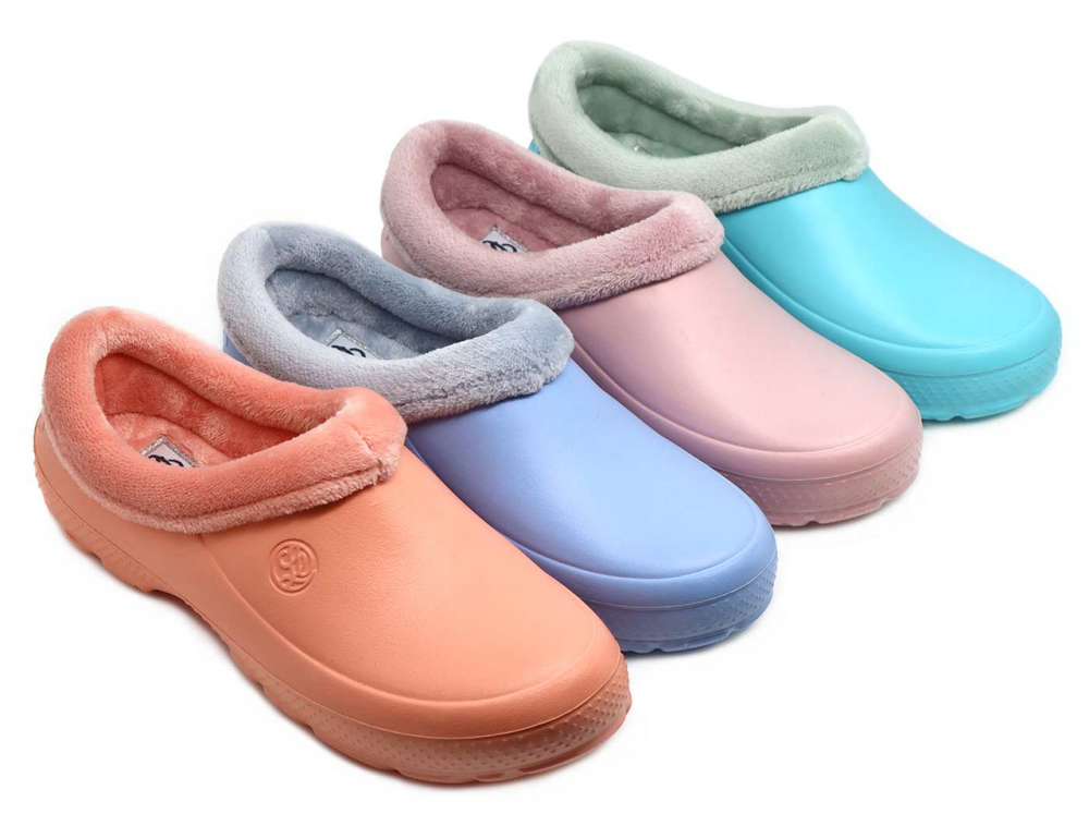 Сабо женские Eva утепленные с мехом пастельные тона