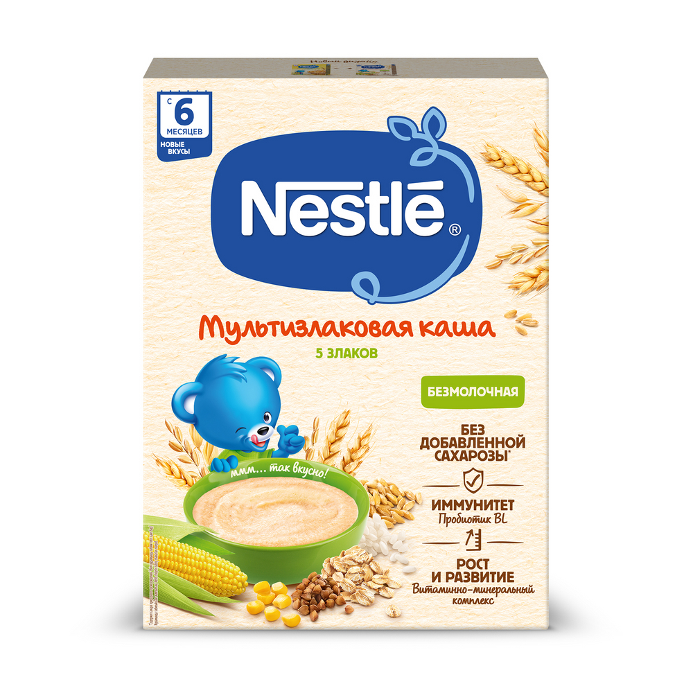Каша Nestle безмолочная Мультизлаковая 5 злаков с 6 месяцев, 200г
