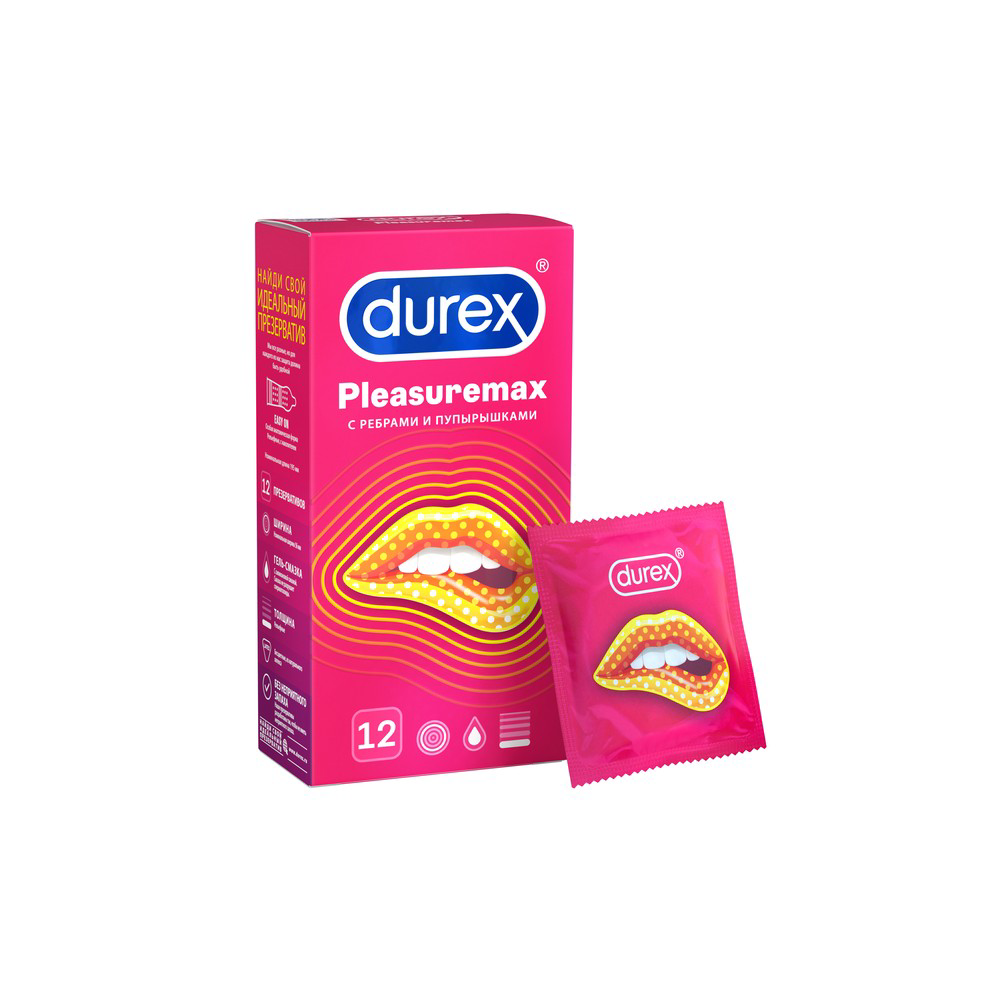 Презервативы Durex Pleasuremax с ребрами и пупырышками 12 штук