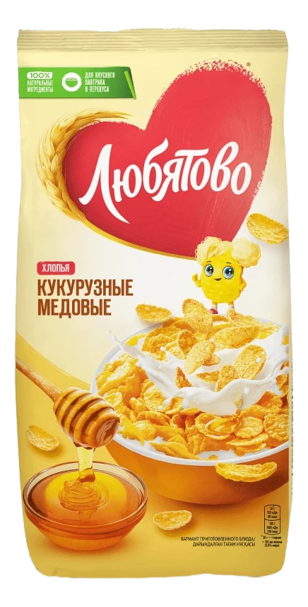 Хлопья Любятово кукурузные медовые, 250г