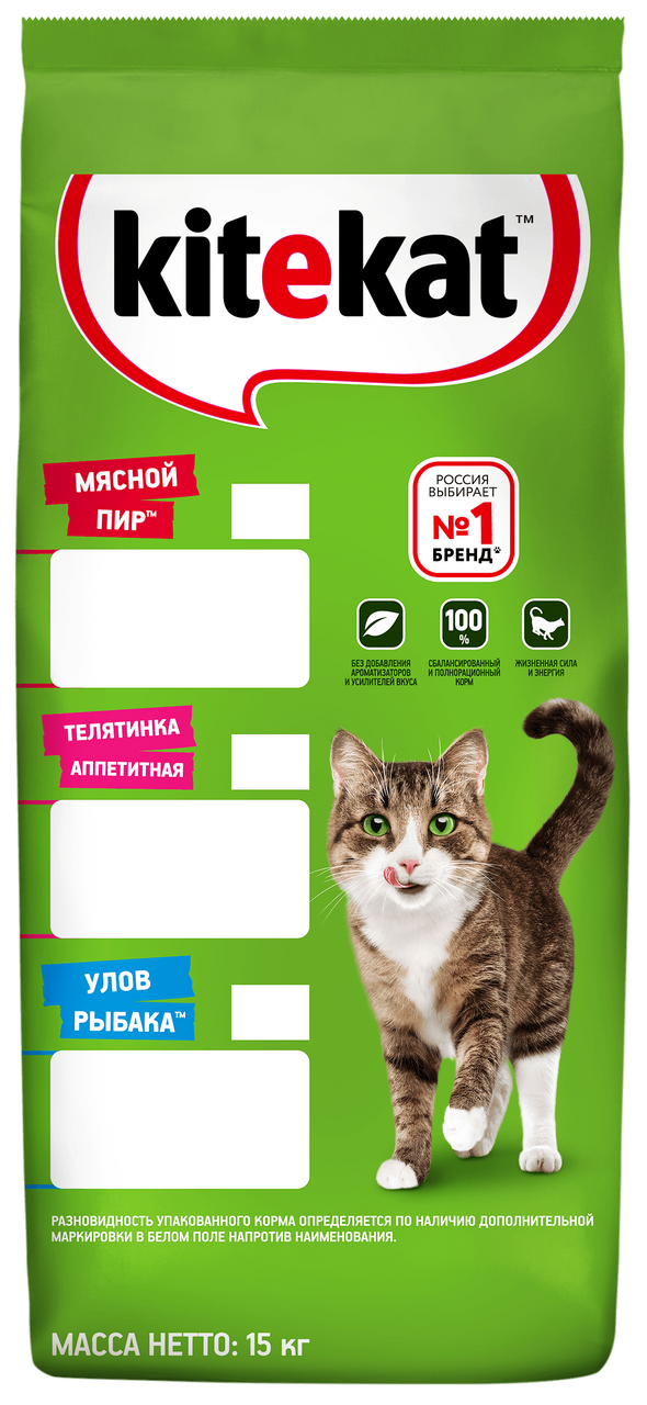 Корм для кошек Kitekat телятинка аппетитная 15кг