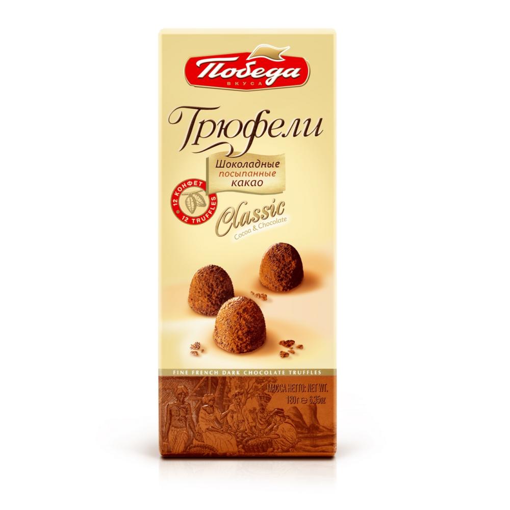 Конфеты Победа вкуса трюфели с темным какао, 180г