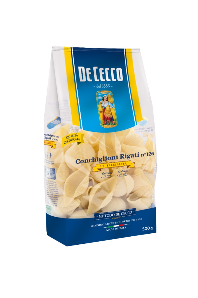 Макароны De Cecco конкильони ригати №126, 500г