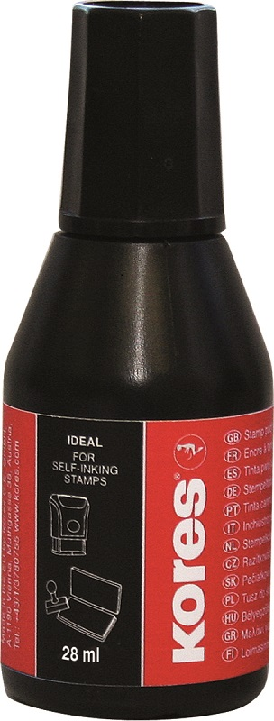 Краска штемпельная Kores на водно-масляной основе черная, 28г