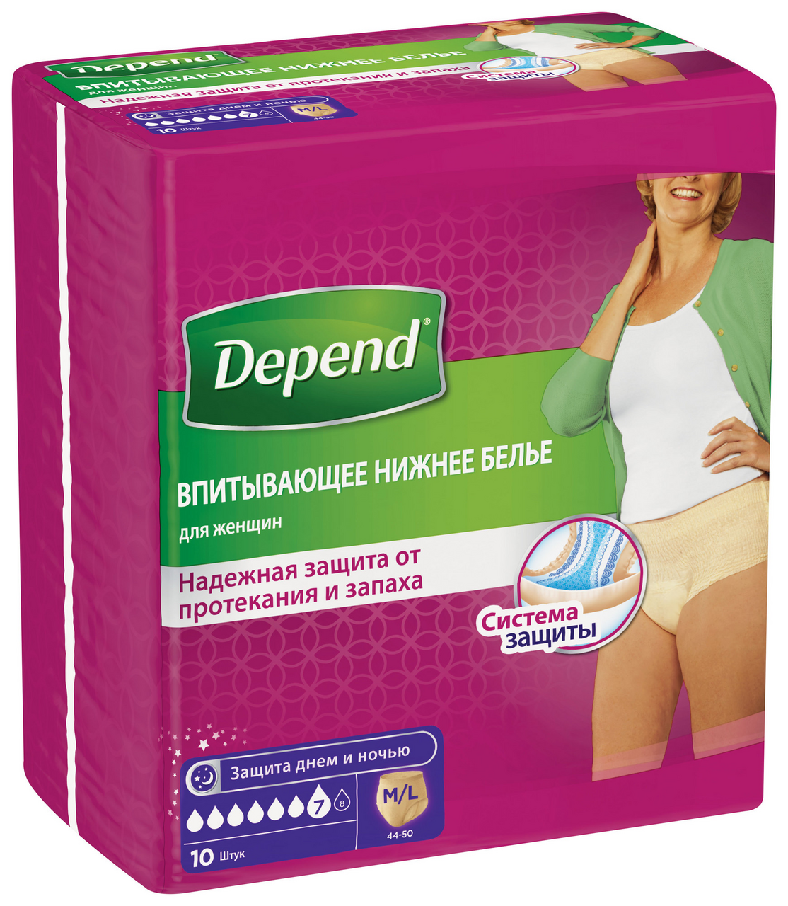 Впитывающее белье женское Depend M-L (96х108 см 10 штук)