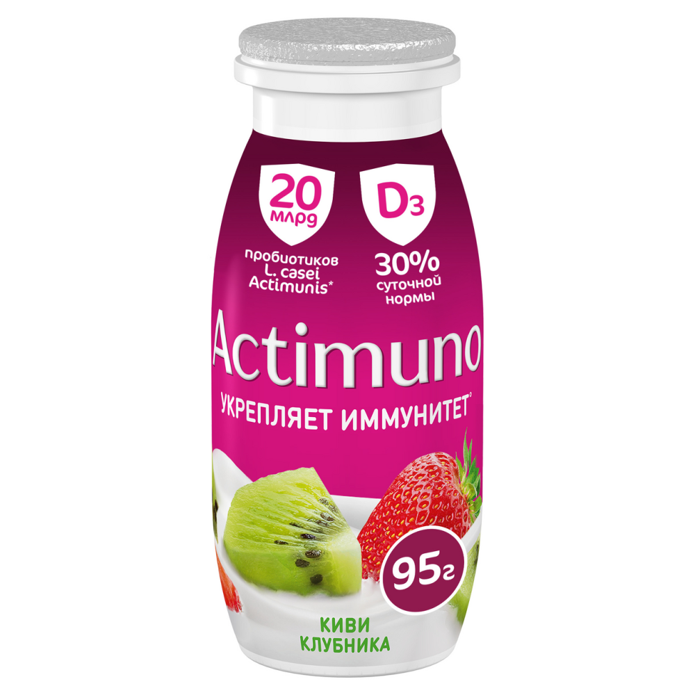 Напиток кисломолочный Actimuno клубника-киви 1.5%, 95г