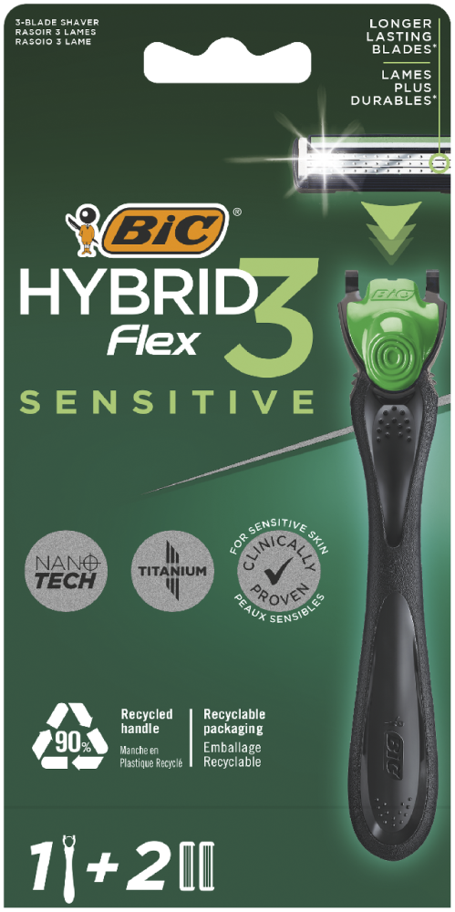 Бритва BIC Hybrid 3 Flex Sensitive мужская + 2 сменные кассеты