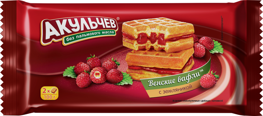 Вафли Акульчев Венские с земляникой 100 г