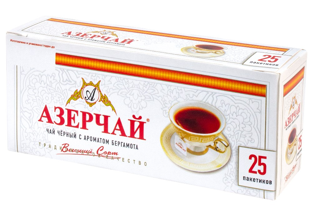 Чай Азерчай черный байховый с бергамотом (2г x 25шт), 50г Чай Азерчай черный байховый с бергамотом (2г x 25шт), 50г