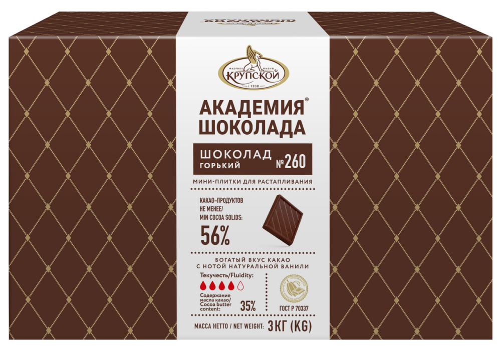 Шоколад Кондитерская фабрика Крупской горький, 3кг