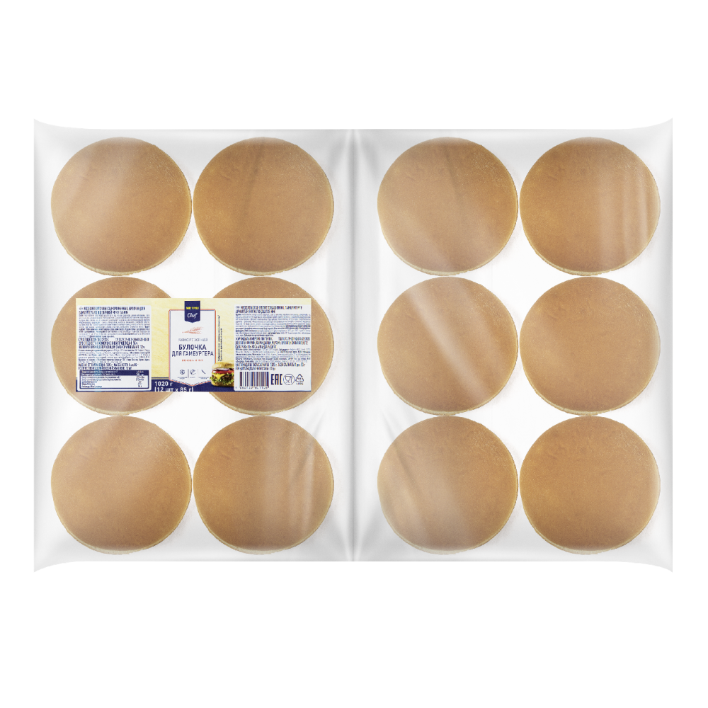METRO Chef Булочка пшеничная для гамбургера замороженная 125мм (85г x 12шт), 1.02кг