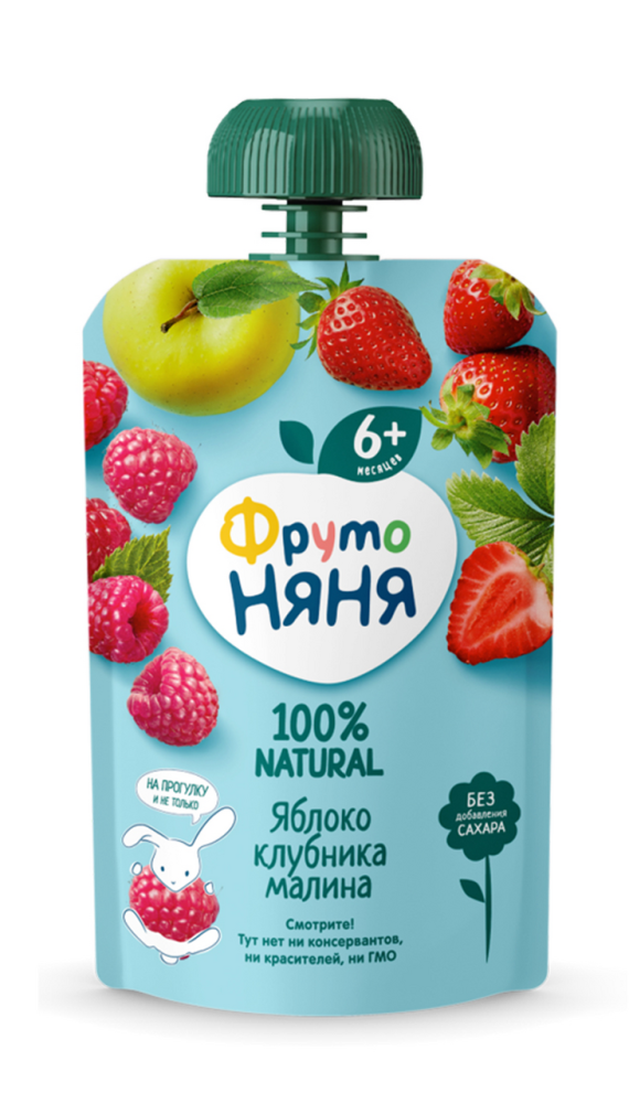 Десерт ФрутоНяня Яблоко, клубника, малина, 90г