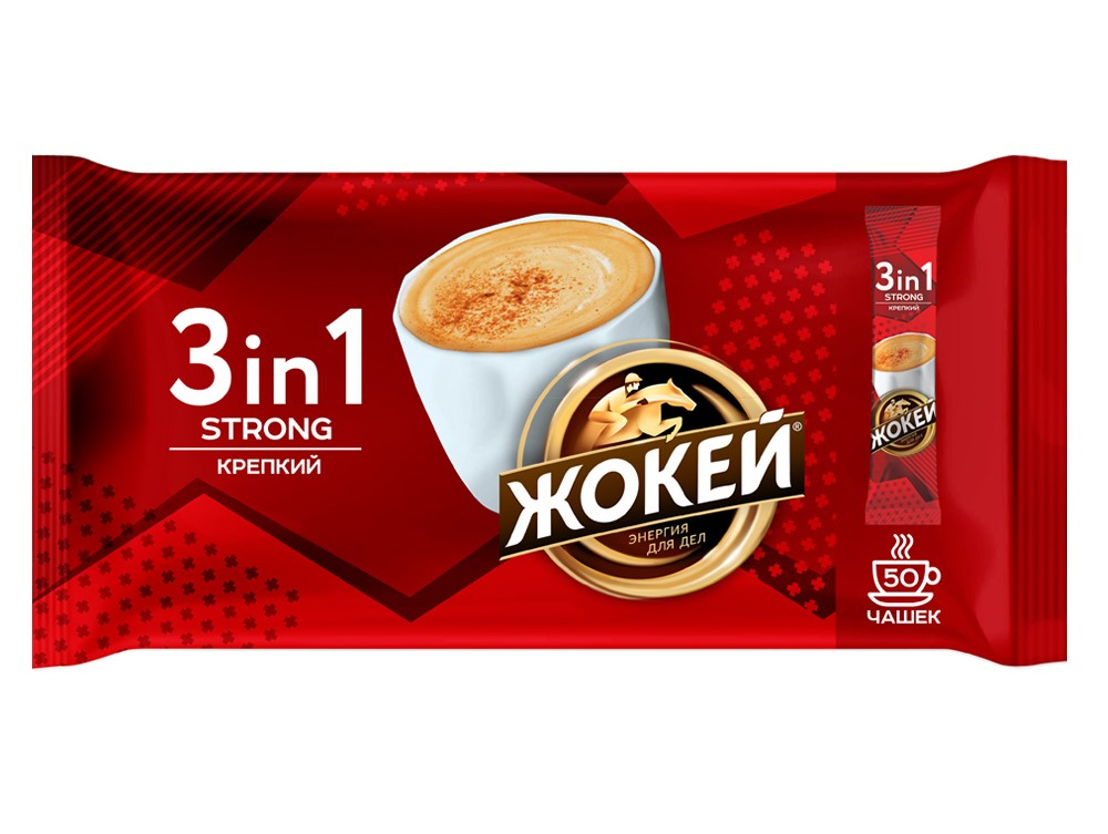 Кофе Жокей крепкий растворимый 3в1 (12г x 50шт), 600г