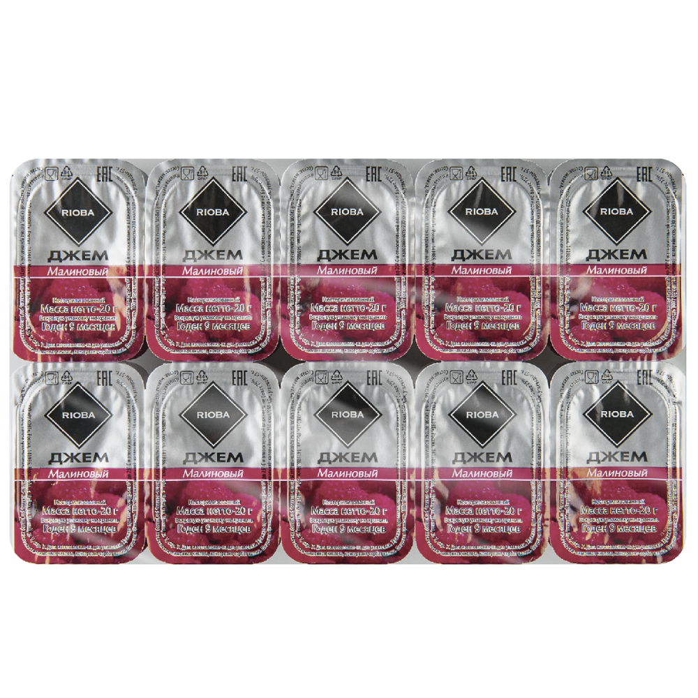 Джем порционный RIOBA Малина, 20х20г