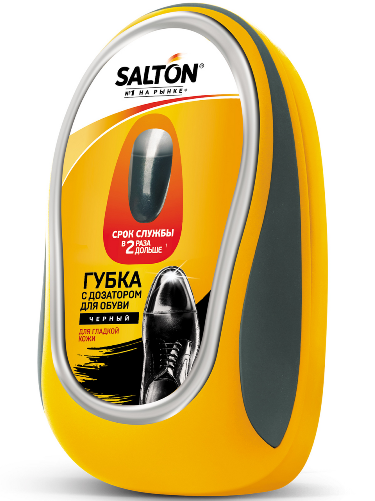 Губка для чистки обуви из кожи Salton черная с дозатором