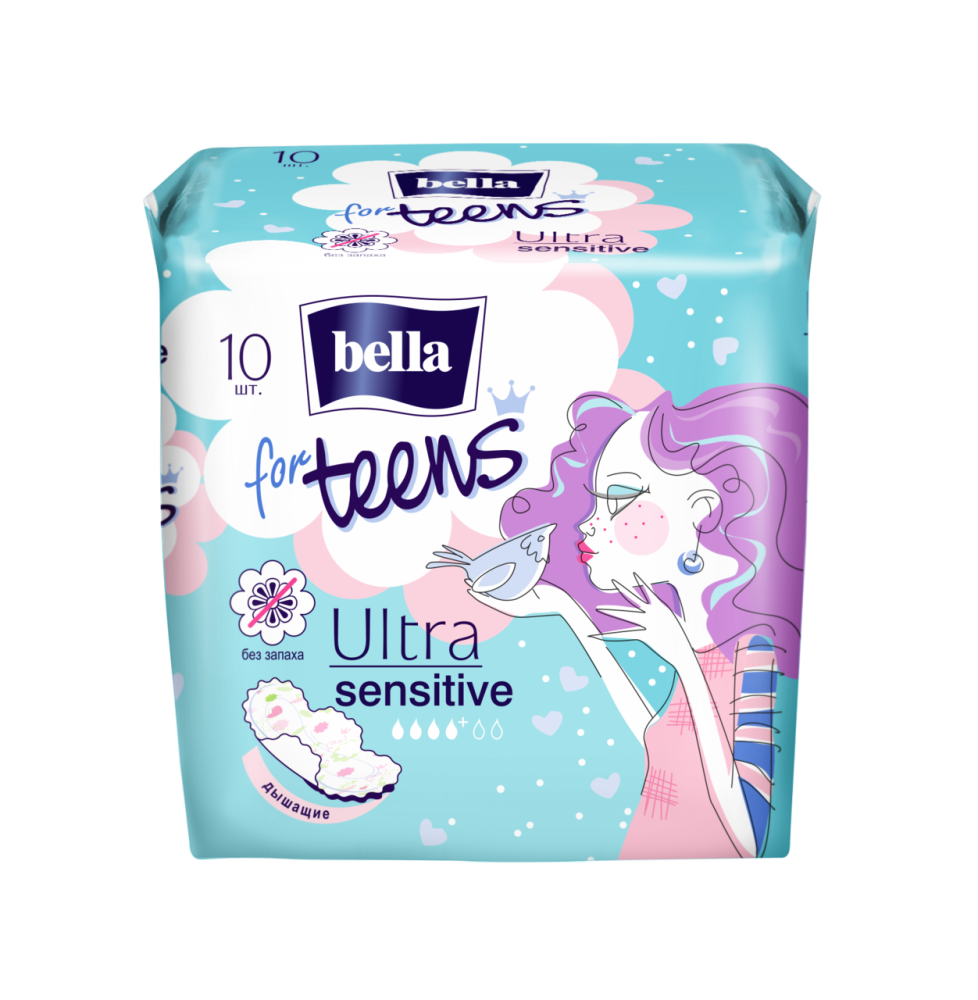 Прокладки Bella for Teens Sensitive 4 капли 10 штук
