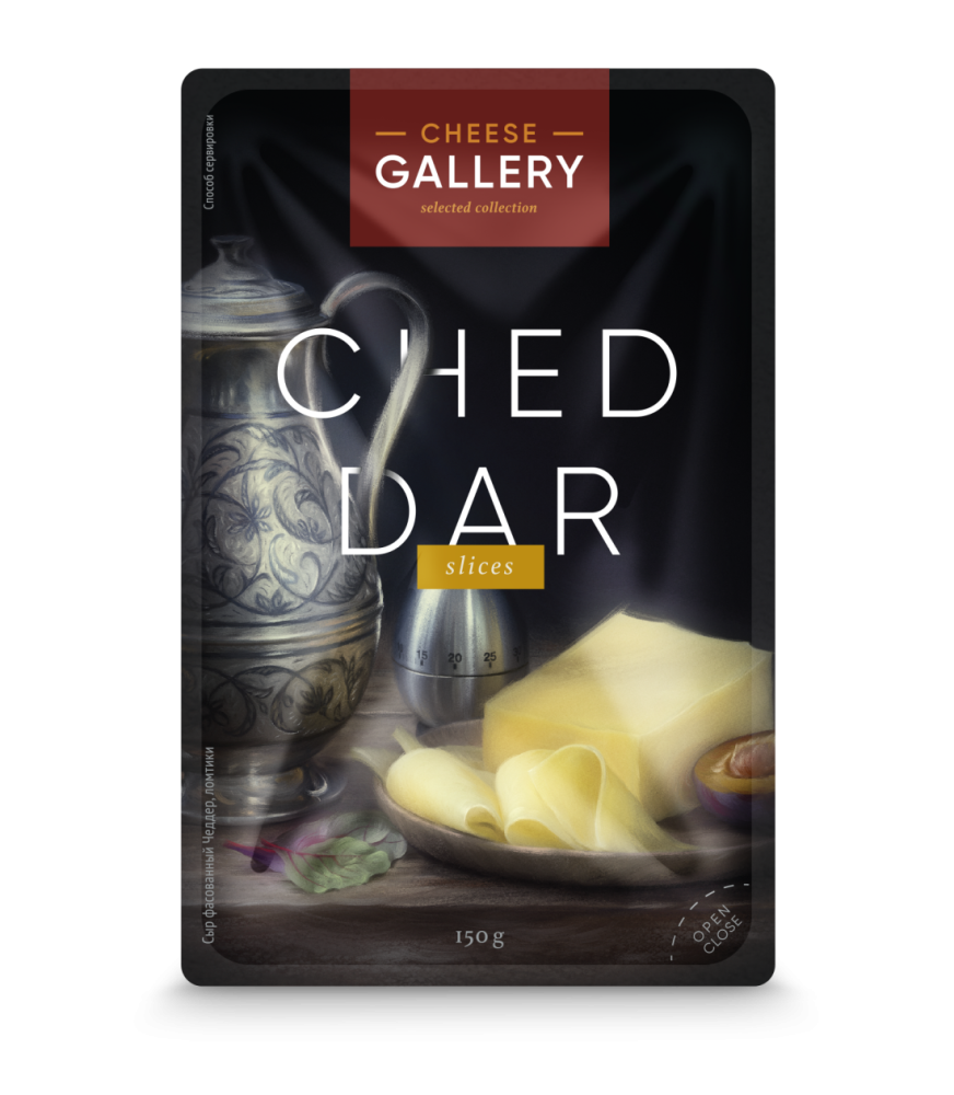 Сыр полутвердый Cheese Gallery Чеддер нарезка 50% 150 г