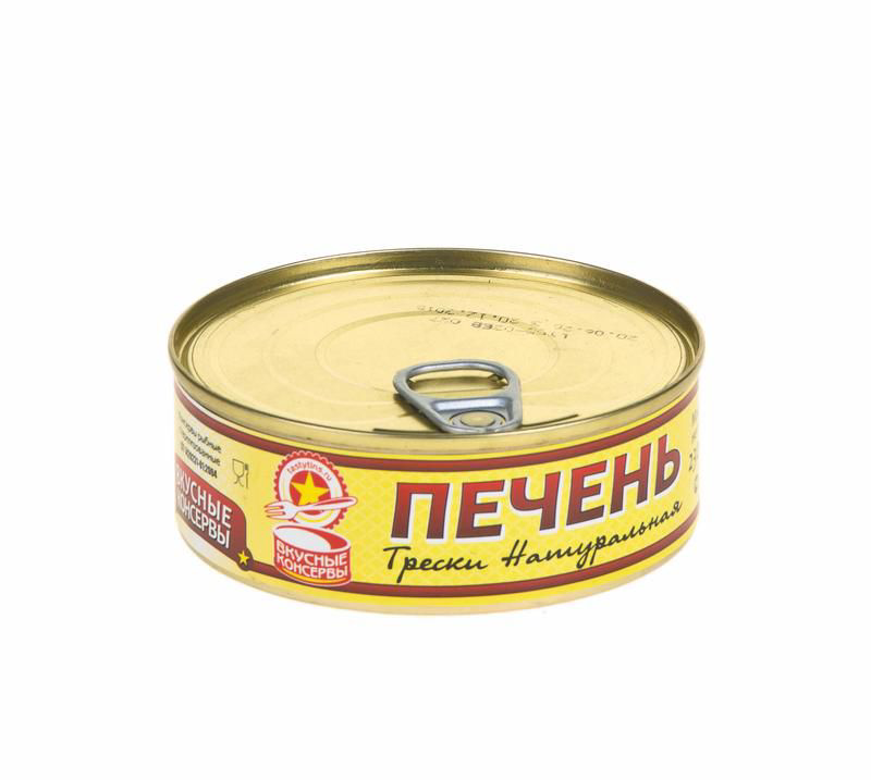 Печень Вкусные консервы трески натуральная 230 г